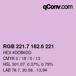 カラーコード: RGB 221.7 182.6 221 | qconv.com