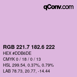 カラーコード: RGB 221.7 182.6 222 | qconv.com
