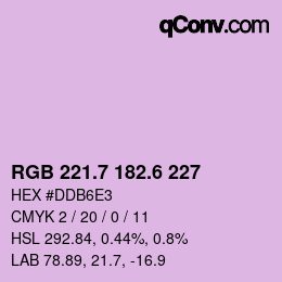 カラーコード: RGB 221.7 182.6 227 | qconv.com