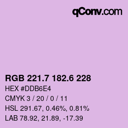 カラーコード: RGB 221.7 182.6 228 | qconv.com