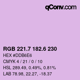 カラーコード: RGB 221.7 182.6 230 | qconv.com