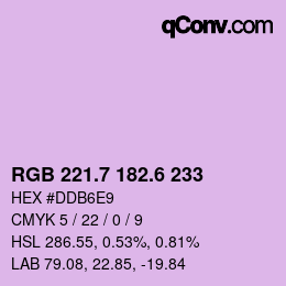 カラーコード: RGB 221.7 182.6 233 | qconv.com