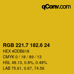 カラーコード: RGB 221.7 182.6 24 | qconv.com