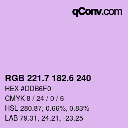 カラーコード: RGB 221.7 182.6 240 | qconv.com