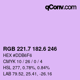 カラーコード: RGB 221.7 182.6 246 | qconv.com