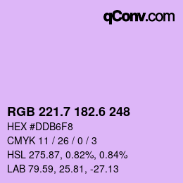 カラーコード: RGB 221.7 182.6 248 | qconv.com