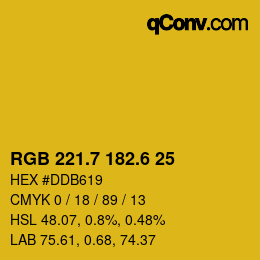 カラーコード: RGB 221.7 182.6 25 | qconv.com