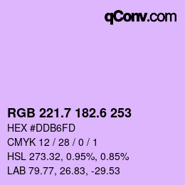カラーコード: RGB 221.7 182.6 253 | qconv.com