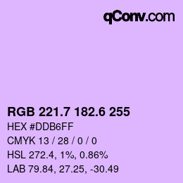 カラーコード: RGB 221.7 182.6 255 | qconv.com