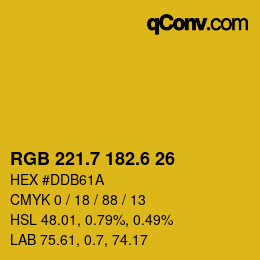 カラーコード: RGB 221.7 182.6 26 | qconv.com