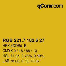 カラーコード: RGB 221.7 182.6 27 | qconv.com