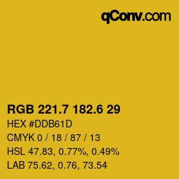 カラーコード: RGB 221.7 182.6 29 | qconv.com