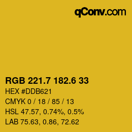 カラーコード: RGB 221.7 182.6 33 | qconv.com