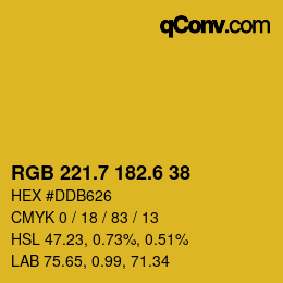 カラーコード: RGB 221.7 182.6 38 | qconv.com
