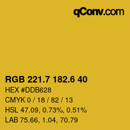 カラーコード: RGB 221.7 182.6 40 | qconv.com
