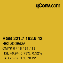 カラーコード: RGB 221.7 182.6 42 | qconv.com