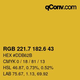 カラーコード: RGB 221.7 182.6 43 | qconv.com
