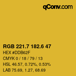 カラーコード: RGB 221.7 182.6 47 | qconv.com