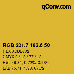 カラーコード: RGB 221.7 182.6 50 | qconv.com
