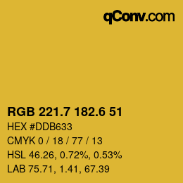 カラーコード: RGB 221.7 182.6 51 | qconv.com