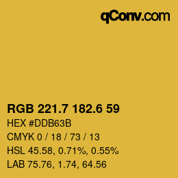 カラーコード: RGB 221.7 182.6 59 | qconv.com