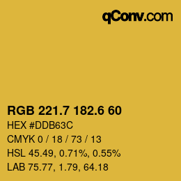 カラーコード: RGB 221.7 182.6 60 | qconv.com