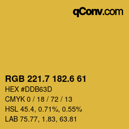 カラーコード: RGB 221.7 182.6 61 | qconv.com