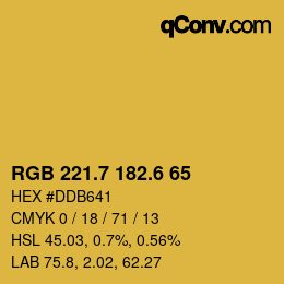 カラーコード: RGB 221.7 182.6 65 | qconv.com