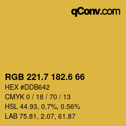 カラーコード: RGB 221.7 182.6 66 | qconv.com