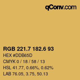 カラーコード: RGB 221.7 182.6 93 | qconv.com