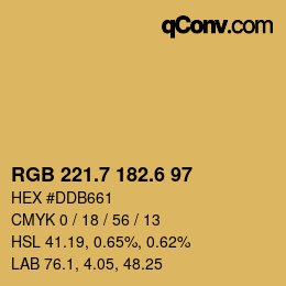 カラーコード: RGB 221.7 182.6 97 | qconv.com