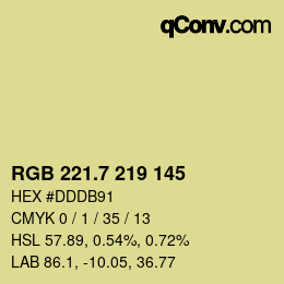 カラーコード: RGB 221.7 219 145 | qconv.com