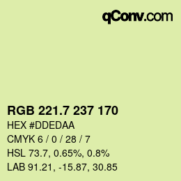 カラーコード: RGB 221.7 237 170 | qconv.com
