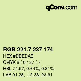 カラーコード: RGB 221.7 237 174 | qconv.com