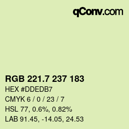 カラーコード: RGB 221.7 237 183 | qconv.com