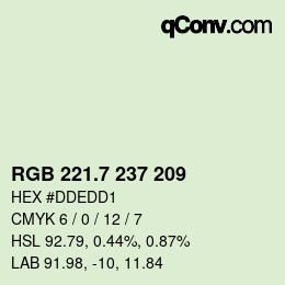 カラーコード: RGB 221.7 237 209 | qconv.com