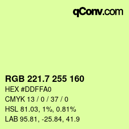 カラーコード: RGB 221.7 255 160 | qconv.com