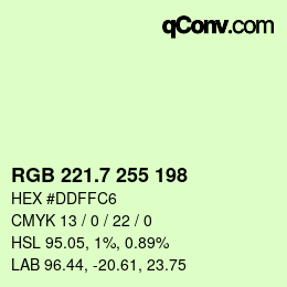 カラーコード: RGB 221.7 255 198 | qconv.com