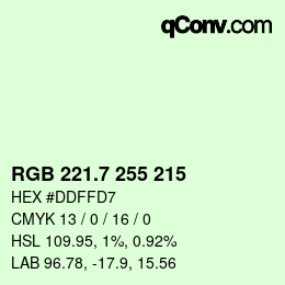 カラーコード: RGB 221.7 255 215 | qconv.com