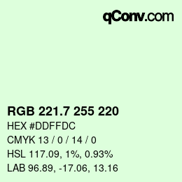 カラーコード: RGB 221.7 255 220 | qconv.com