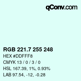 カラーコード: RGB 221.7 255 248 | qconv.com