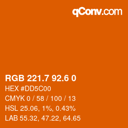 カラーコード: RGB 221.7 92.6 0 | qconv.com
