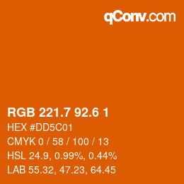 カラーコード: RGB 221.7 92.6 1 | qconv.com
