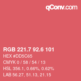 カラーコード: RGB 221.7 92.6 101 | qconv.com