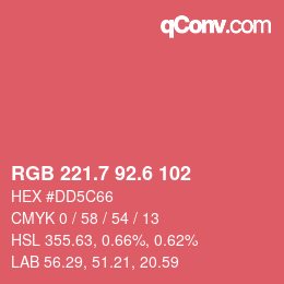 カラーコード: RGB 221.7 92.6 102 | qconv.com