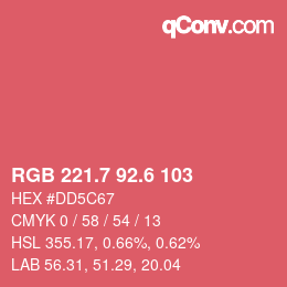 カラーコード: RGB 221.7 92.6 103 | qconv.com