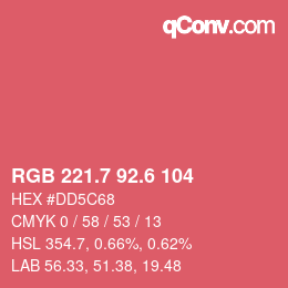 カラーコード: RGB 221.7 92.6 104 | qconv.com