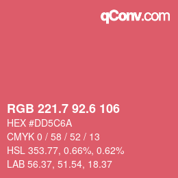 カラーコード: RGB 221.7 92.6 106 | qconv.com