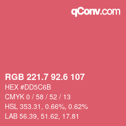 カラーコード: RGB 221.7 92.6 107 | qconv.com