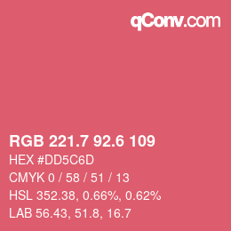 カラーコード: RGB 221.7 92.6 109 | qconv.com